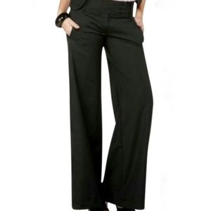 BCBGMAXAZRIA Black Wool Tabatha Wide Leg Pants